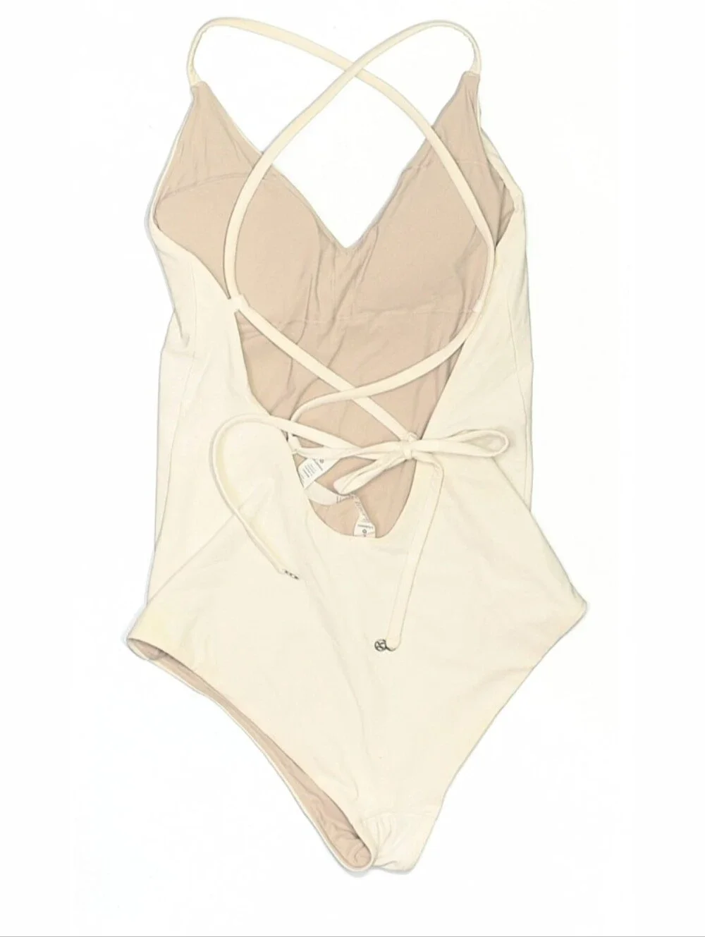 Lululemon Size 6 Weave The Waves White Ivory Crossback One-Piece Swimsuit W2BBBS